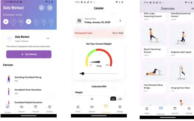 Workout & Exercise App — Mobile · Backend · AI Data